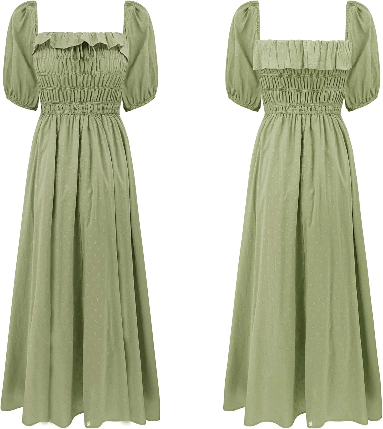 R.Vivimos Women Summer Half Sleeve Cotton Ruffled Vintage Elegant Backless A Line Flowy Long Dresses