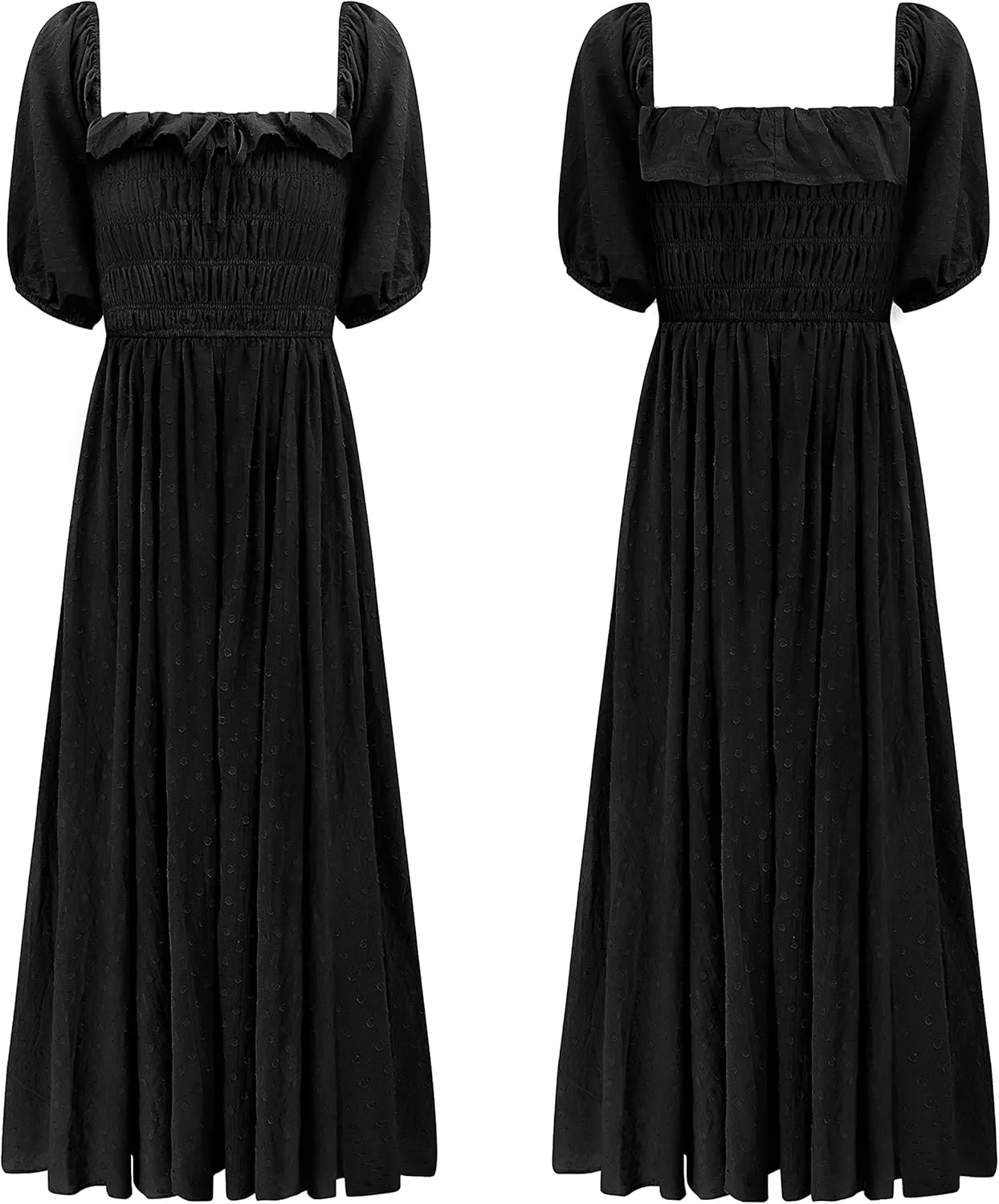 R.Vivimos Women Summer Half Sleeve Cotton Ruffled Vintage Elegant Backless A Line Flowy Long Dresses