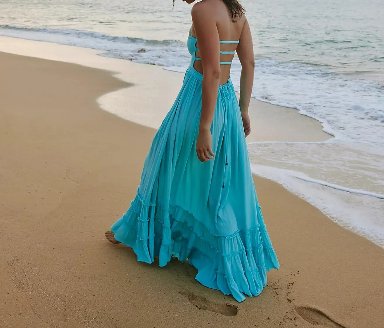 R.Vivimos Womens Summer Boho Sexy Backless Long Dresses