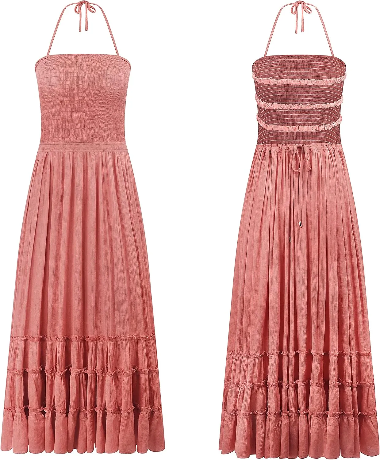 R.Vivimos Womens Summer Boho Sexy Backless Long Dresses