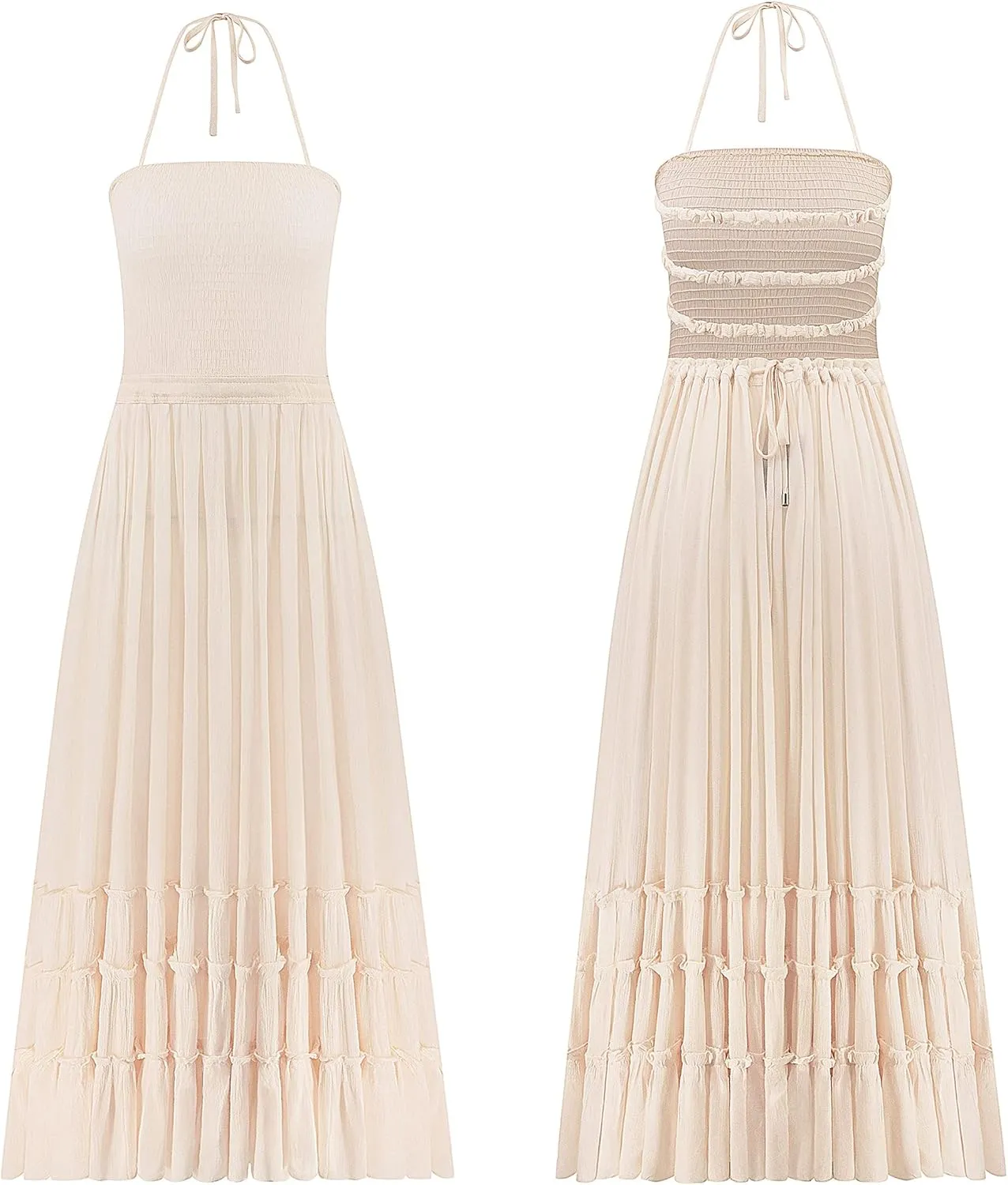 R.Vivimos Womens Summer Boho Sexy Backless Long Dresses
