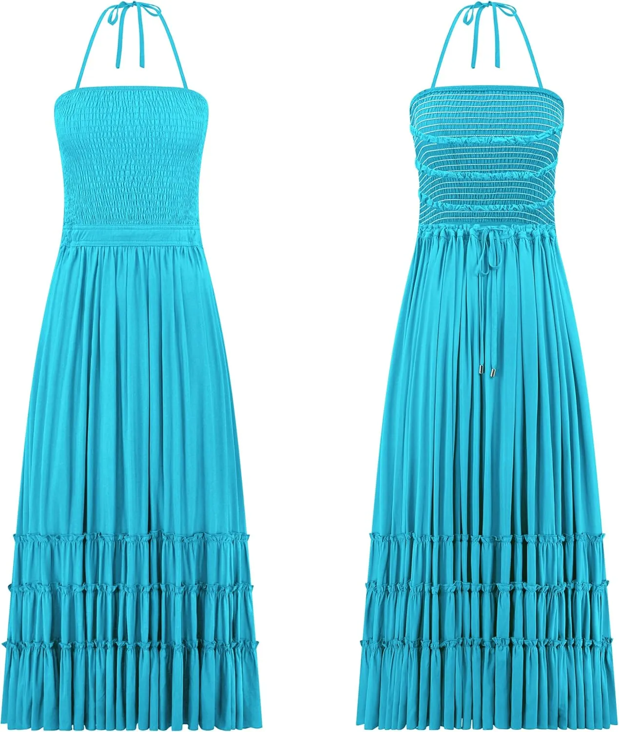 R.Vivimos Womens Summer Boho Sexy Backless Long Dresses