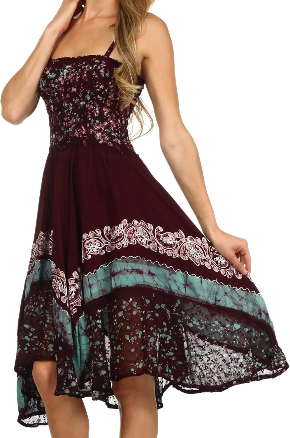 Sakkas Aphrodite Embroidered Batik Dress