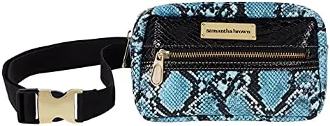 Samantha Brown Embossed Hip Waist Bag - Turquoise / Black,Blue