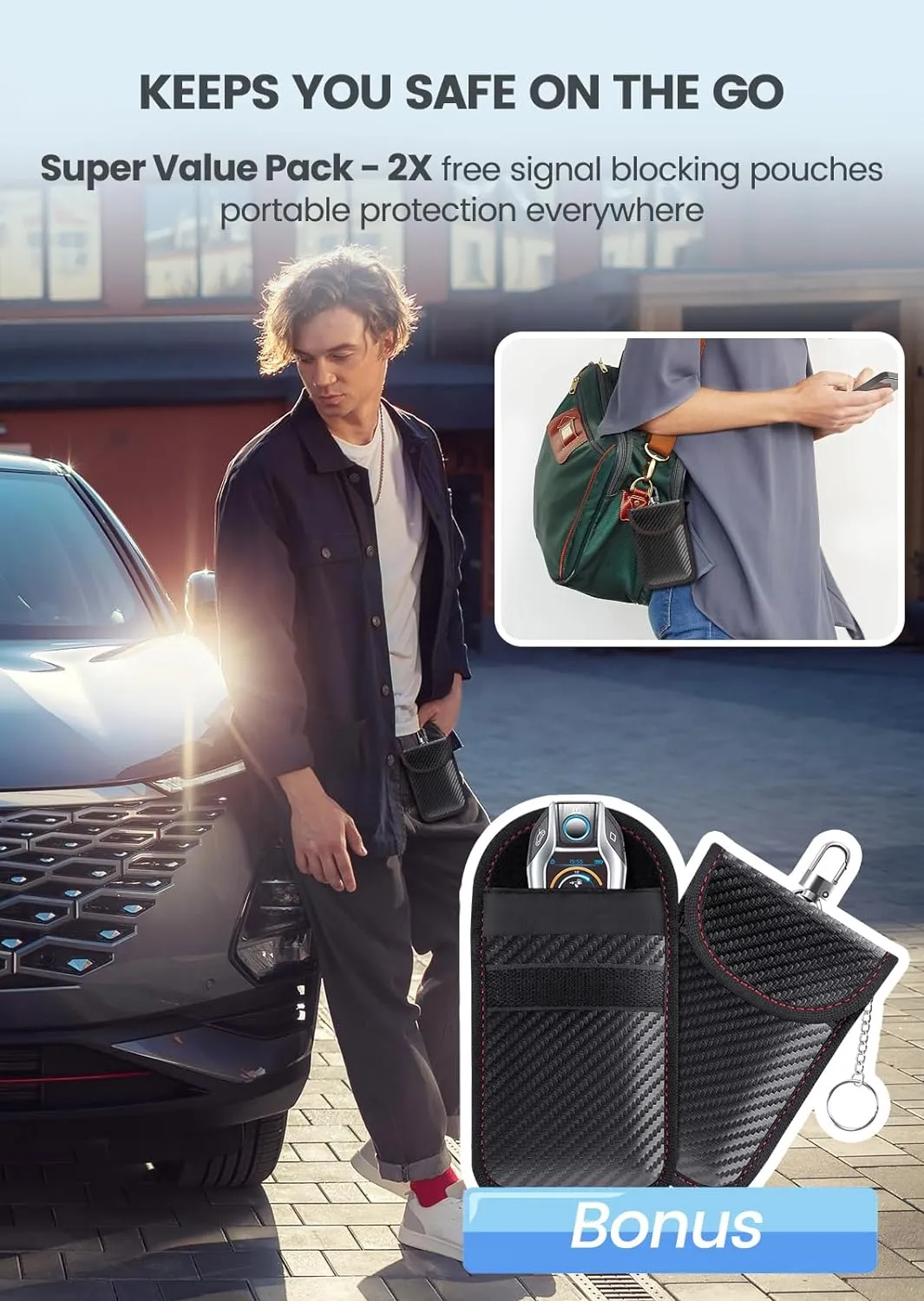Samfolk Faraday Box with Faraday Bags for Car Keys, Car Key Signal Blocking Box, Keyless Entry Car Key Safe Protector Car Alarm Anti-Theft Shielding Cage