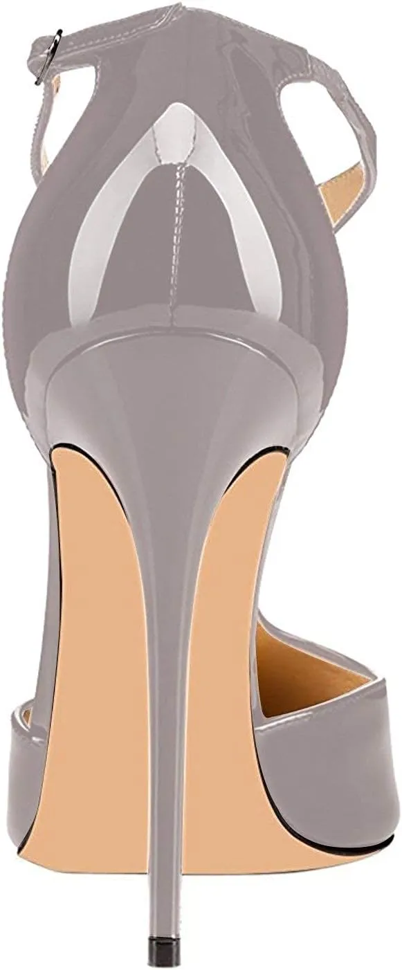 SAMMITOP Women's Pointed Toe High Heel Pumps T-Strap Dress Shoes 12cm Stilettos Heels