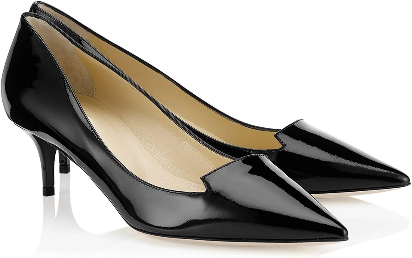 SAMMITOP Women's Pointed Toe Kitten Heel Pumps Mid Heel Office Work Dress Shoes