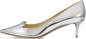 SAMMITOP Women's Pointed Toe Kitten Heel Pumps Mid Heel Office Work Dress Shoes