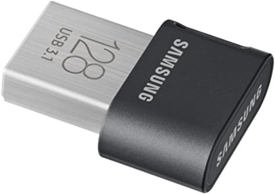 SAMSUNG FIT Plus 3.1 USB Flash Drive, 128GB, 400MB/s, Plug In and Stay, Storage Expansion for Laptop, Tablet, Smart TV, Car Audio System, Gaming Console, MUF-128AB/AM,Gunmetal Gray