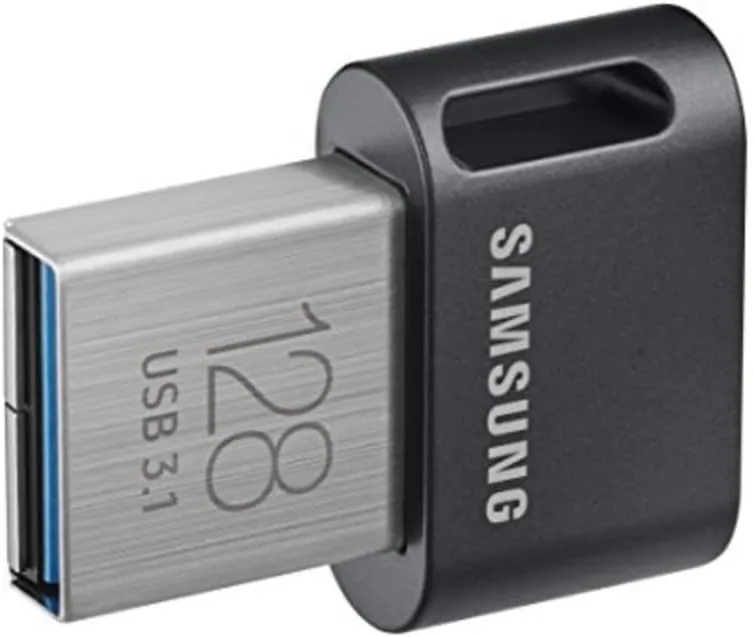 SAMSUNG FIT Plus 3.1 USB Flash Drive, 128GB, 400MB/s, Plug In and Stay, Storage Expansion for Laptop, Tablet, Smart TV, Car Audio System, Gaming Console, MUF-128AB/AM,Gunmetal Gray