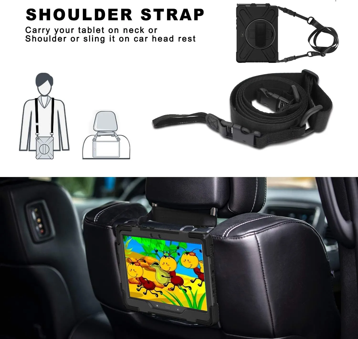 Samsung Galaxy Tab Active PRO 10.1 Case, Galaxy Tab Active4 PRO Case, Heavy Duty Rugged Shockproof Drop Protection Case with 360 Stand, Hand Strap & Shoulder Strap for SM-T540/T547/T630/T638 (Black)