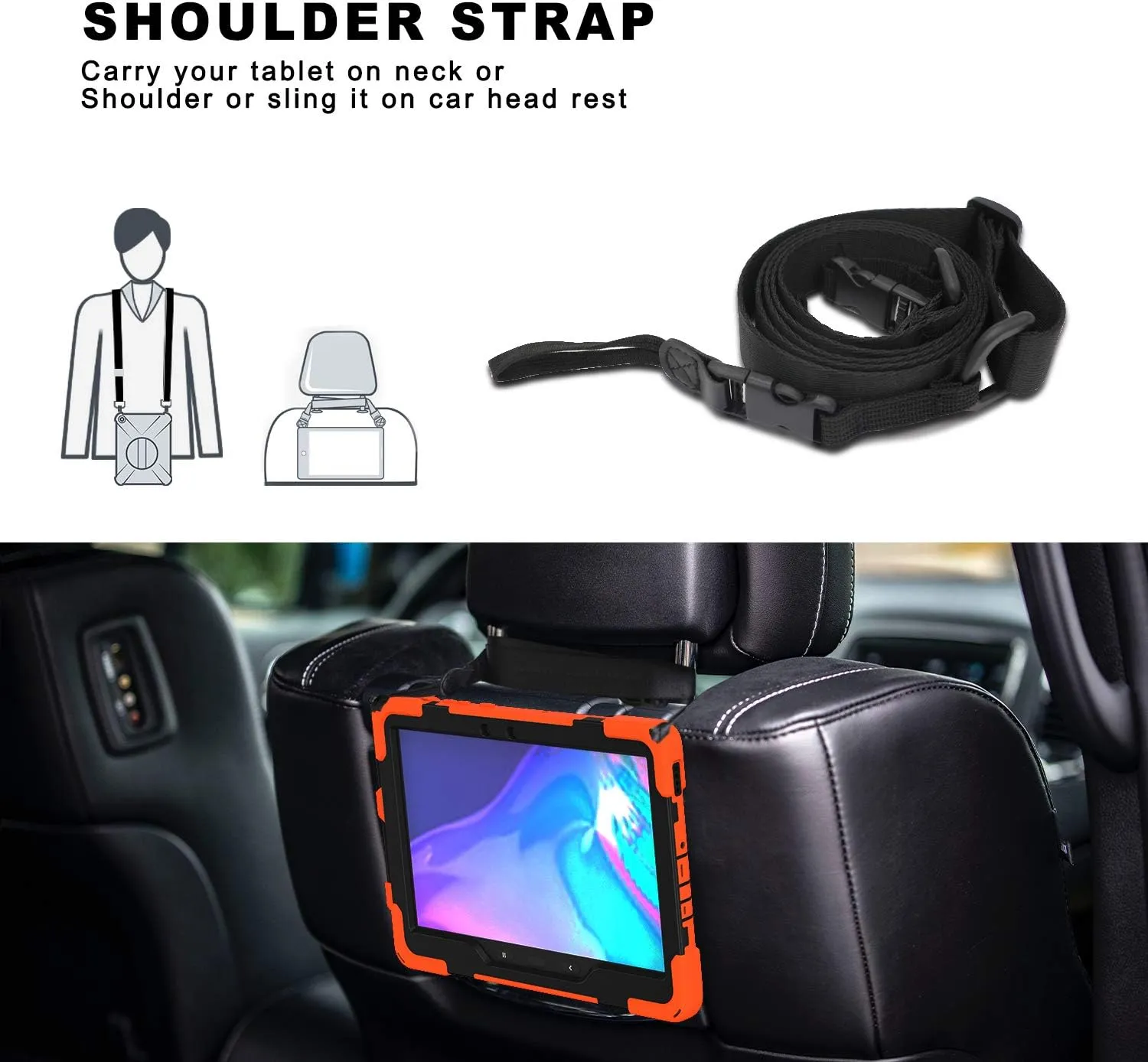 Samsung Galaxy Tab Active PRO 10.1 Case, Galaxy Tab Active4 PRO Case, Heavy Duty Rugged Shockproof Drop Protection Case with 360 Stand, Hand Strap & Shoulder Strap for SM-T540/T547/T630/T638 (Orange)