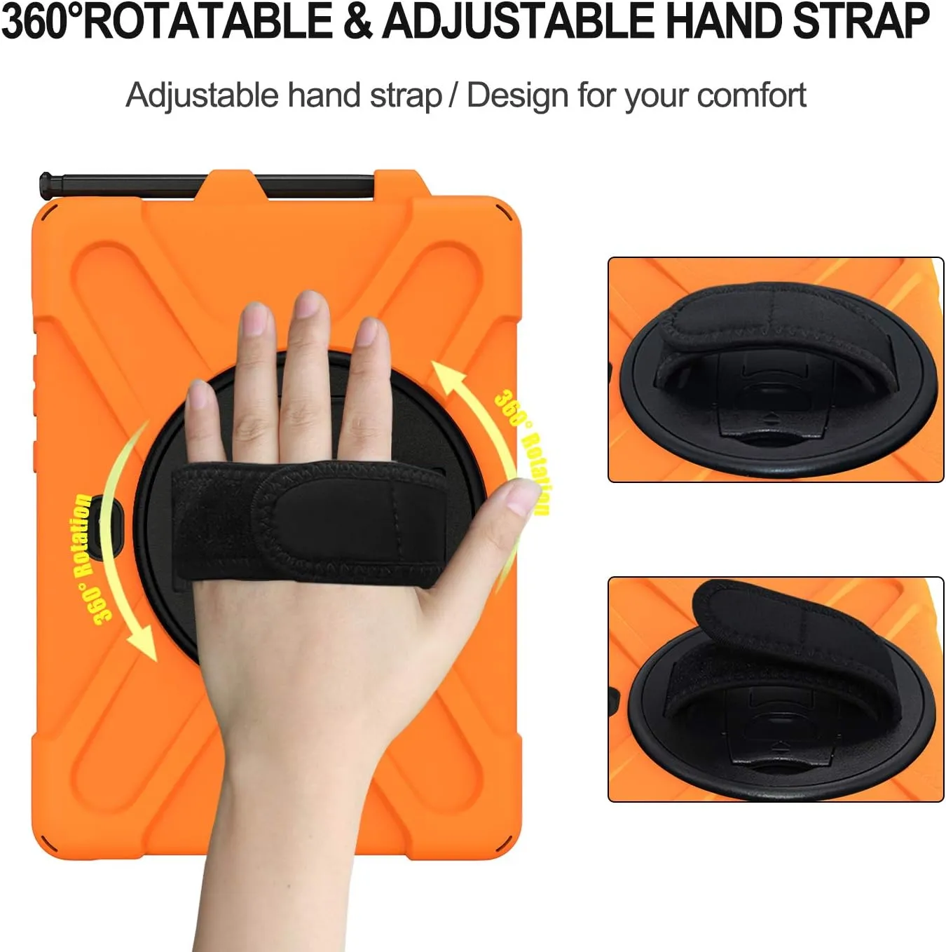 Samsung Galaxy Tab Active PRO 10.1 Case, Galaxy Tab Active4 PRO Case, Heavy Duty Rugged Shockproof Drop Protection Case with 360 Stand, Hand Strap & Shoulder Strap for SM-T540/T547/T630/T638 (Orange)