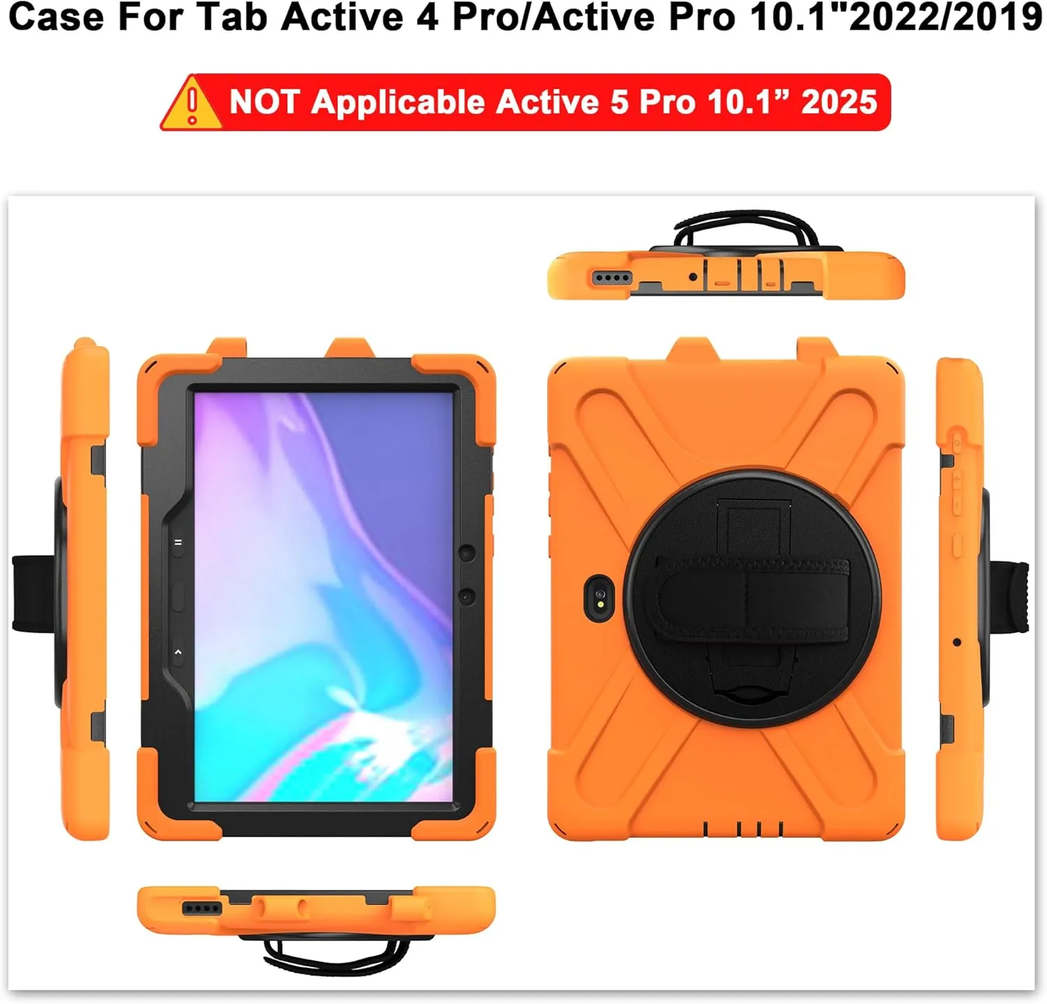 Samsung Galaxy Tab Active PRO 10.1 Case, Galaxy Tab Active4 PRO Case, Heavy Duty Rugged Shockproof Drop Protection Case with 360 Stand, Hand Strap & Shoulder Strap for SM-T540/T547/T630/T638 (Orange)