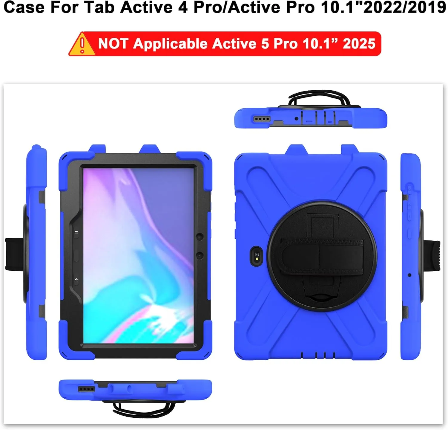 Samsung Galaxy Tab Active PRO 10.1 Case, Galaxy Tab Active4 PRO Case, Heavy Duty Rugged Shockproof Drop Protection Case with 360 Stand, Hand Strap & Shoulder Strap for SM-T540/T547/T638/T630(Blue)