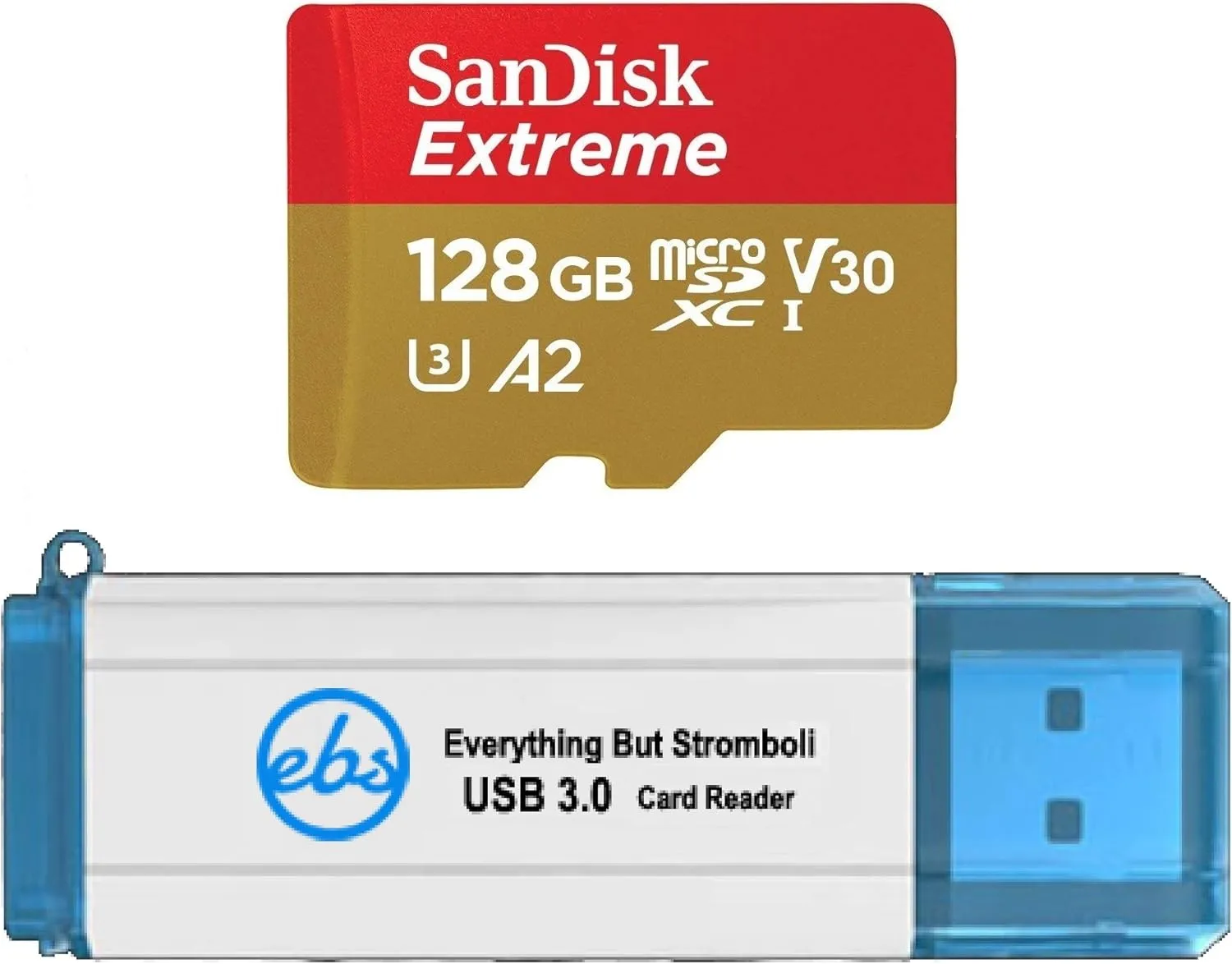 SanDisk 128GB Memory Card Extreme works with Gopro Hero 7 Black, Silver, Hero7 White UHS-1 U3 A2 Micro SDXC Bundle with Everything But Stromboli 3.0 Micro/SD Card Reader