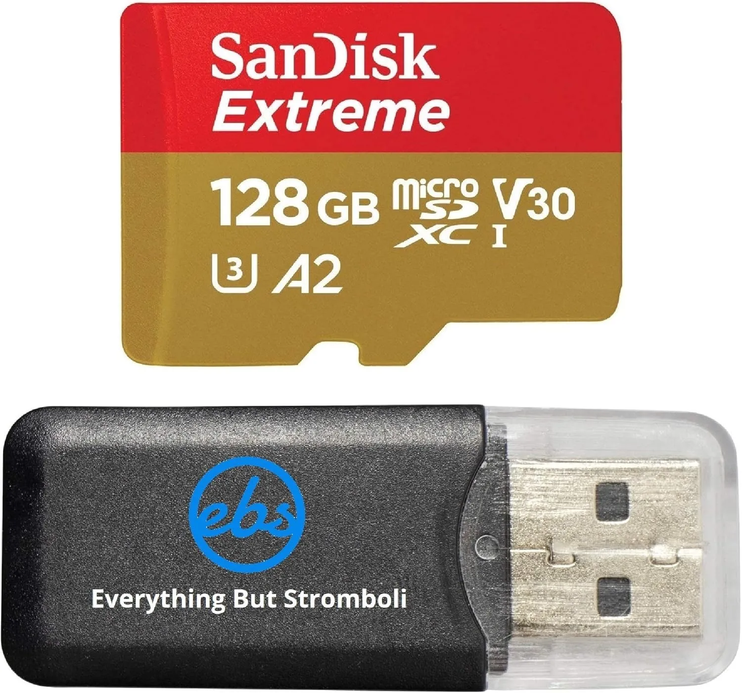 SanDisk 128GB Micro SDXC Extreme Memory Card Works with GoPro Hero 7 Black, Silver, Hero7 White UHS-1 U3 A2 with (1) Everything But Stromboli (TM) Micro Card Reader