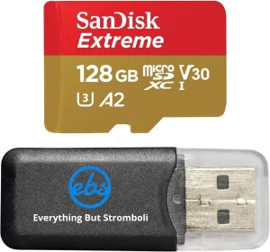 SanDisk 128GB Micro SDXC Extreme Memory Card Works with GoPro Hero 7 Black, Silver, Hero7 White UHS-1 U3 A2 with (1) Everything But Stromboli (TM) Micro Card Reader