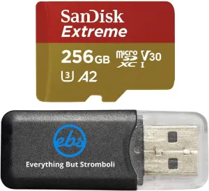 SanDisk 256GB Micro SDXC Memory Card Extreme Works with GoPro Hero 7 Black, Silver, Hero7 White UHS-1 U3 A2 Bundle with (1) Everything But Stromboli Micro Card Reader