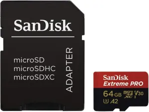 Sandisk Extreme Pro 64 GB Class 10 UHS-I 95 Mbps Read U3 V30 Micro SD Memory Card - SDSQXXG-064G
