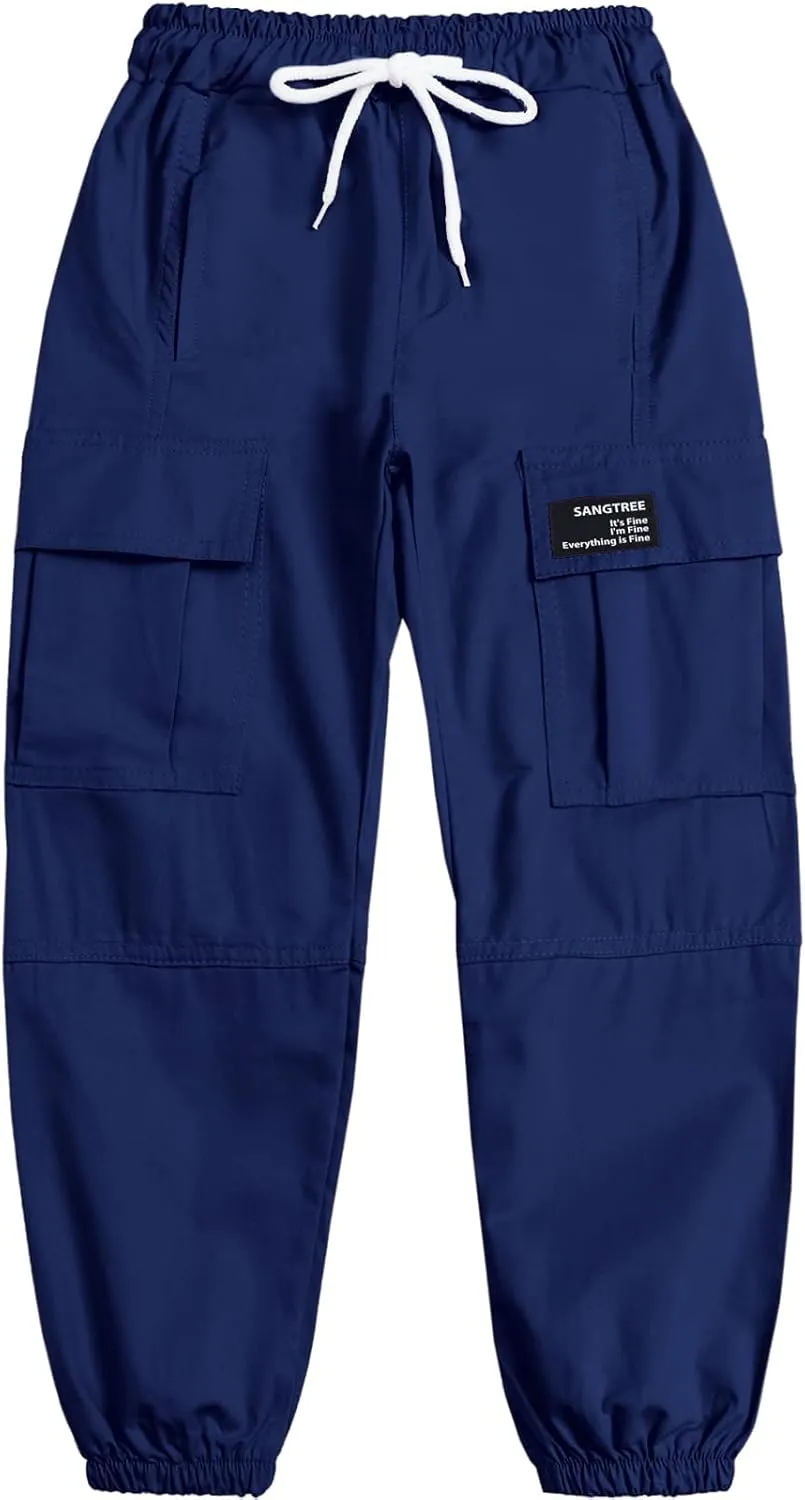 SANGTREE Girls & Womens Drawstring Cargo Jogger Pants,3 Years - Women 3XL