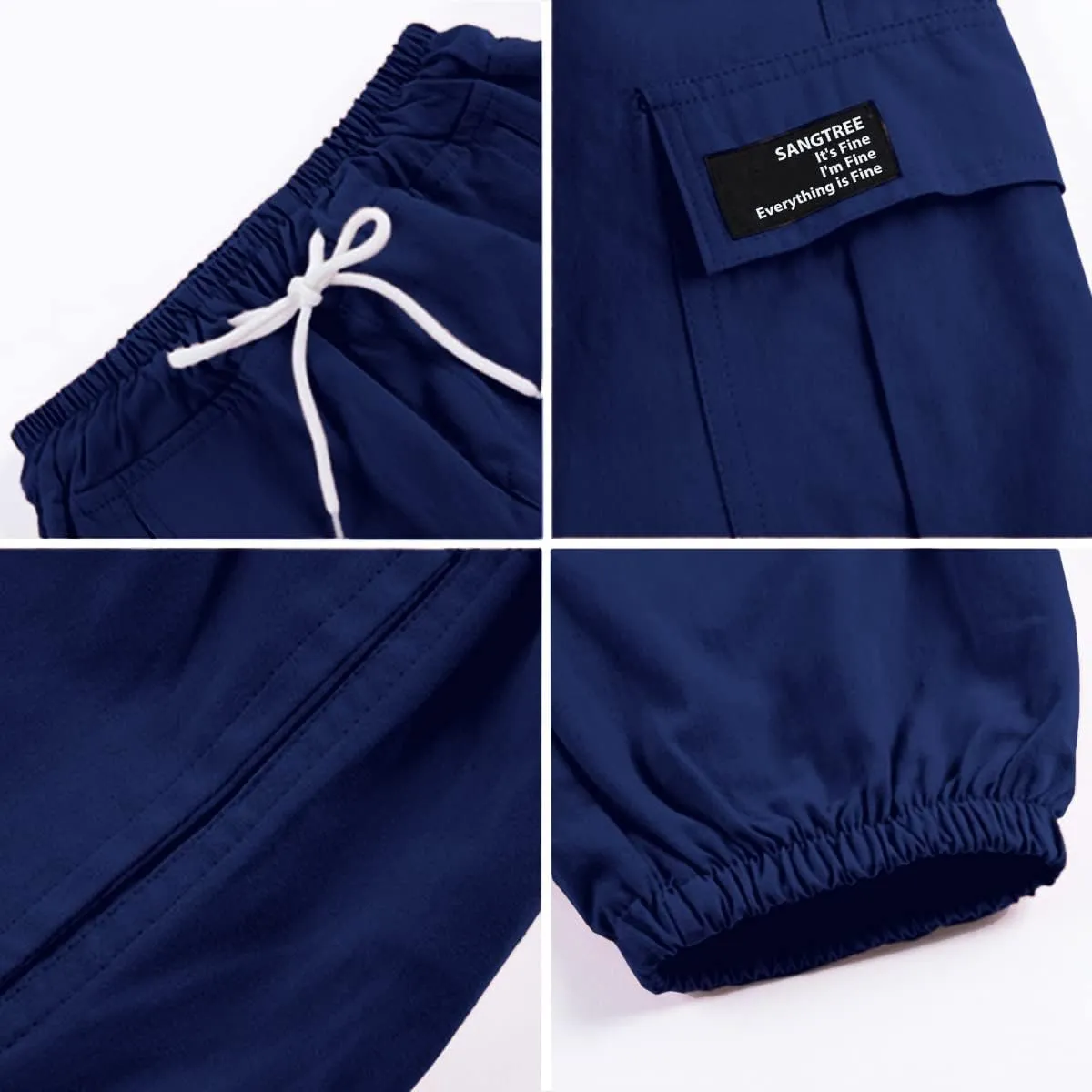 SANGTREE Girls & Womens Drawstring Cargo Jogger Pants,3 Years - Women 3XL