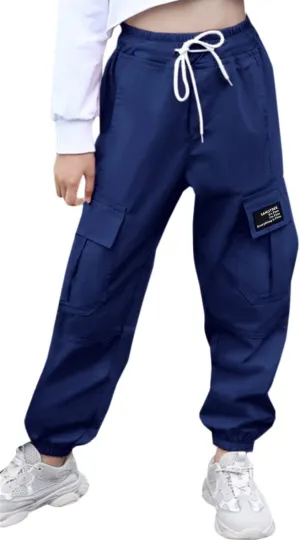 SANGTREE Girls & Womens Drawstring Cargo Jogger Pants,3 Years - Women 3XL