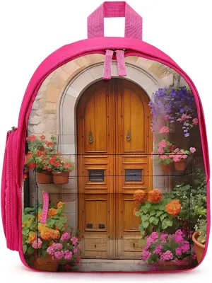 Santorini Greece Rustic Scenic Cute Backpack Small Daily Daypack Travel Shoulder Bag with Adjustable Strap Graphic Print