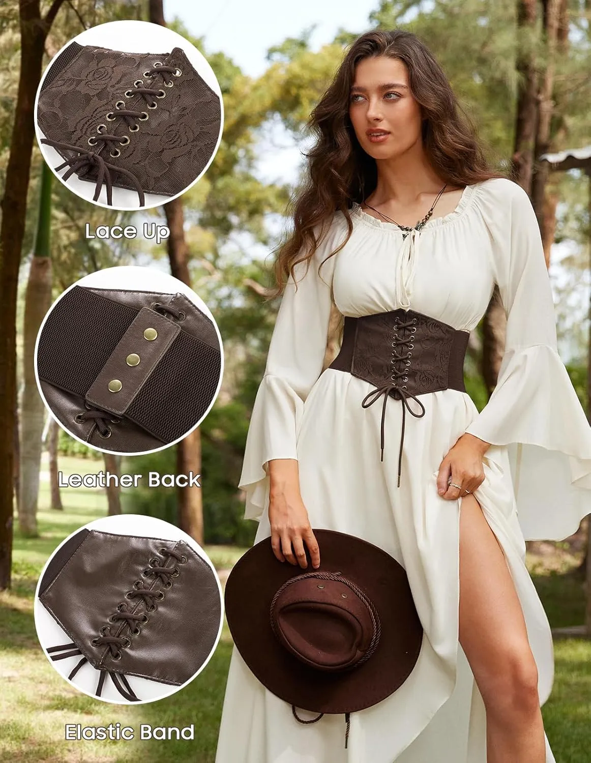 Scarlet Darkness Corset Belts for Women Lace-up Tied Waspie Waist Belt Renaissance Corset