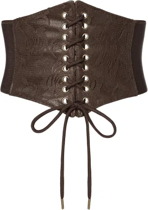 Scarlet Darkness Corset Belts for Women Lace-up Tied Waspie Waist Belt Renaissance Corset