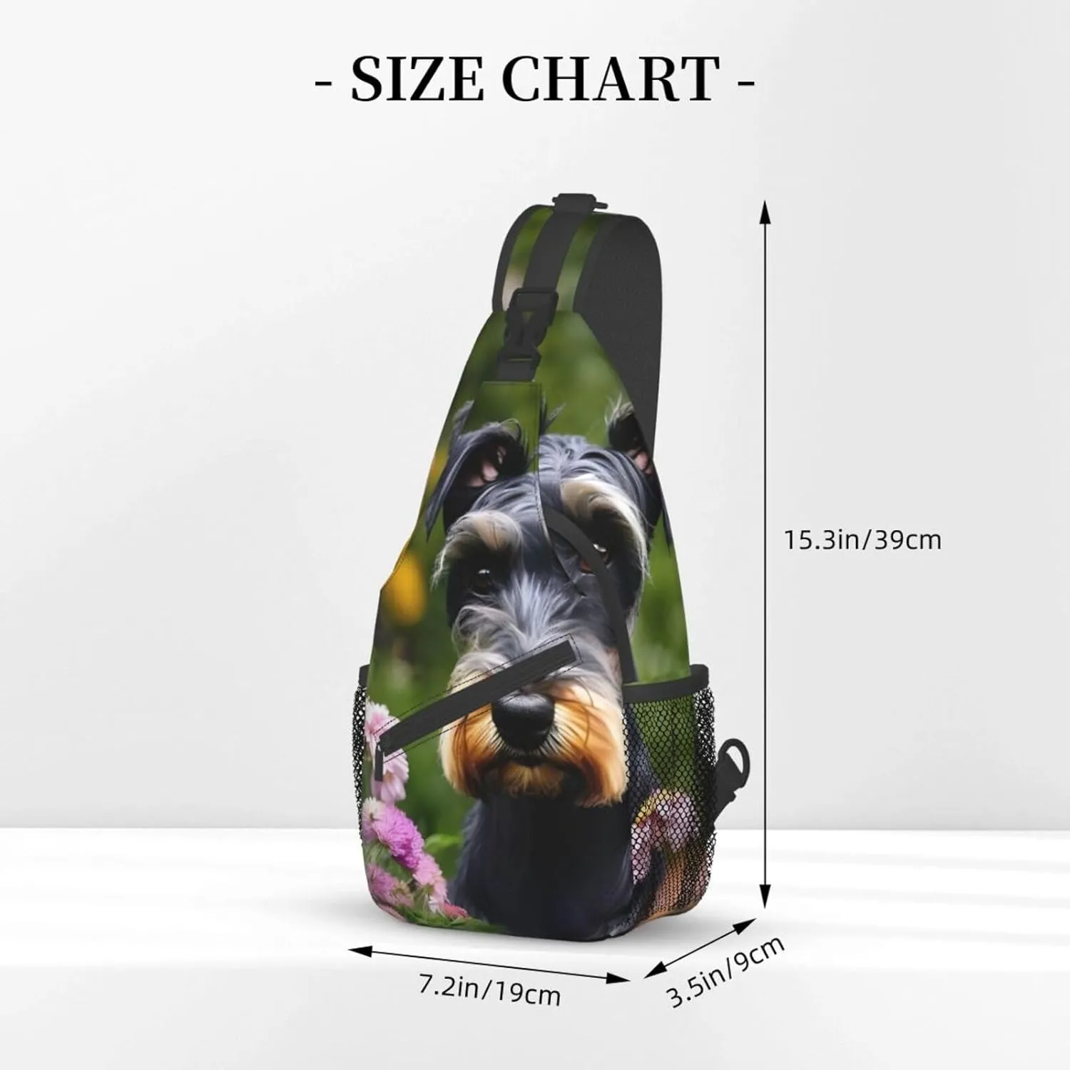 Schnauzer Unisex Casual Diagonal Chest Bag,Multipurpose Crossbody Shoulder Bag Travel Hiking Daypack