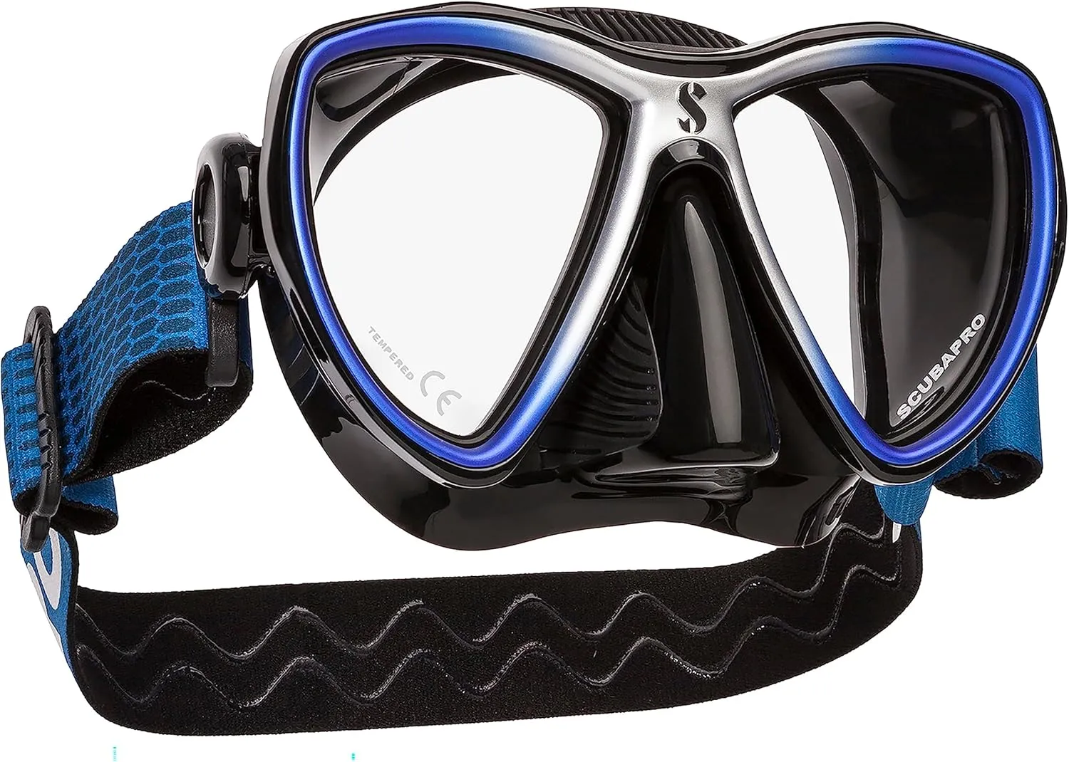 SCUBAPRO Synergy Mini Diving Mask with Comfort Strap (Black/Silver with Black Skirt)