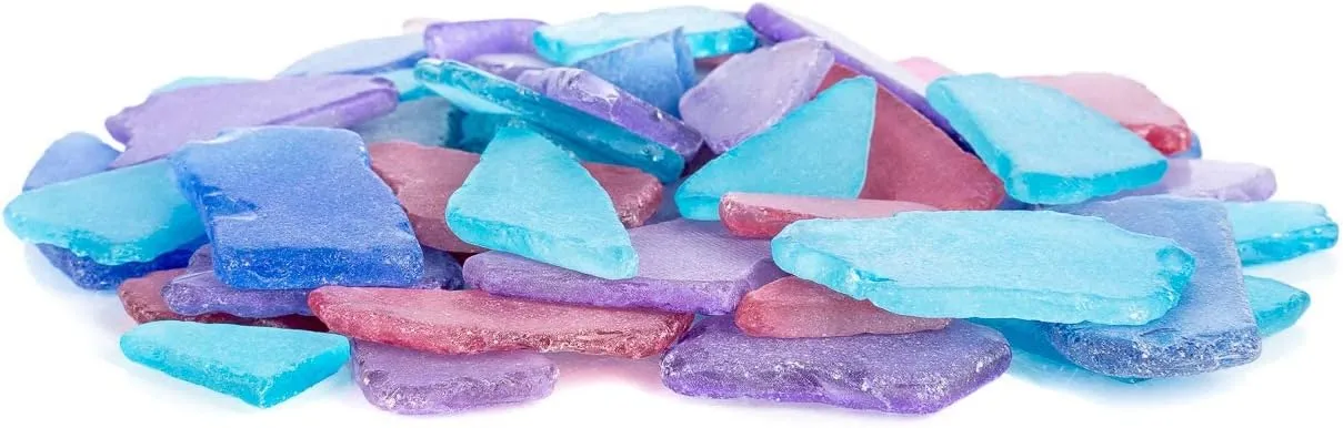 Sea Glass Craft - Beach Glass Craft - Blue Red & Purple - 11 Oz Sea Glass Décor - Sea Glass Vase Filler - Sea Glass Crafting - Bag of Sea Glass - Craft Glass - Vase Fillers Glass