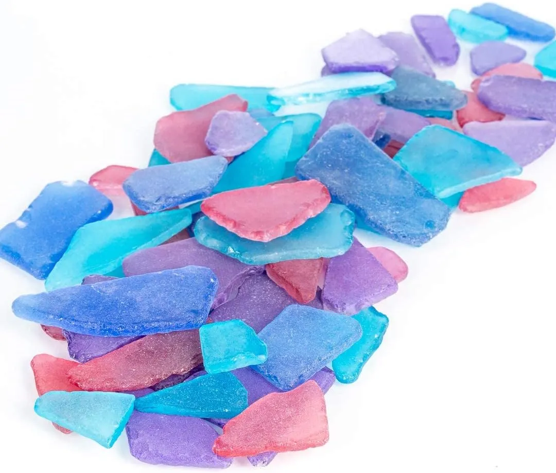 Sea Glass Craft - Beach Glass Craft - Blue Red & Purple - 11 Oz Sea Glass Décor - Sea Glass Vase Filler - Sea Glass Crafting - Bag of Sea Glass - Craft Glass - Vase Fillers Glass