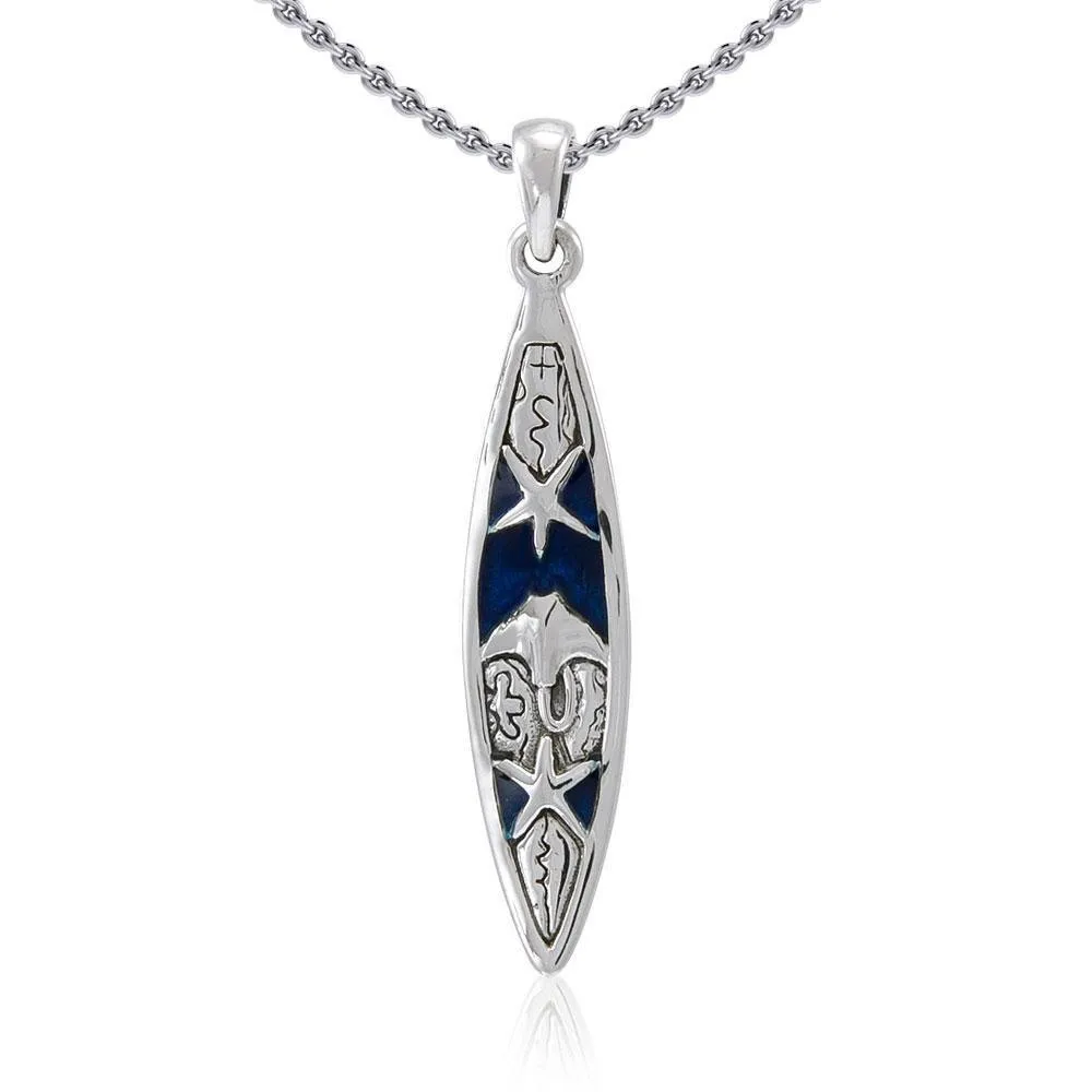 Sea Life-inspired Surfboard ~ Sterling Silver Pendant Jewelry TP2941