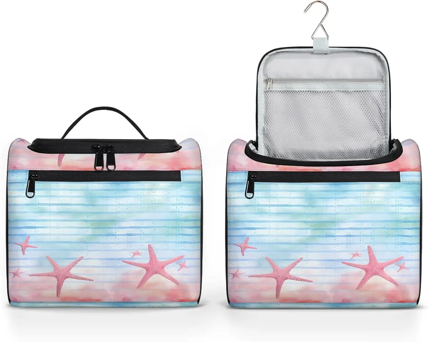 Sea Starfish Large Makeup Bag Travel Make Up Organizer for Women Girls Cosmetic Bag Organizer With Handle