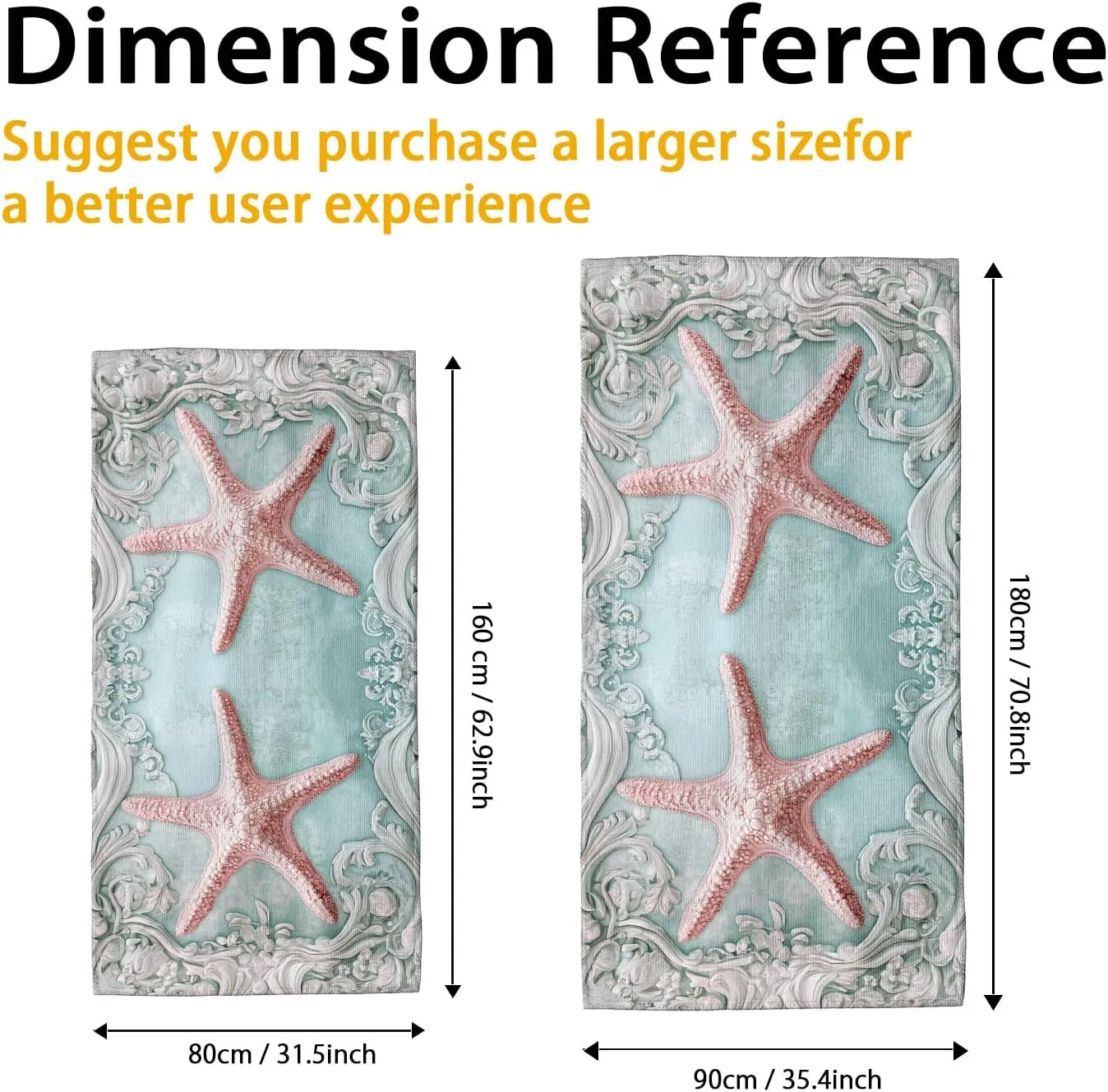 Seafoam Green Starfish Beach Towel Vintage Coastal Design, Quick Dry Soft Absorbent Sand Free Lightweight Beach Blanket, Summer Travel Pool Picnic Essentials 70x35 Inch