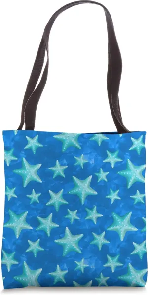 Seagreen Navy Stafish Summer Beach Nautical Coastal Tote Bag