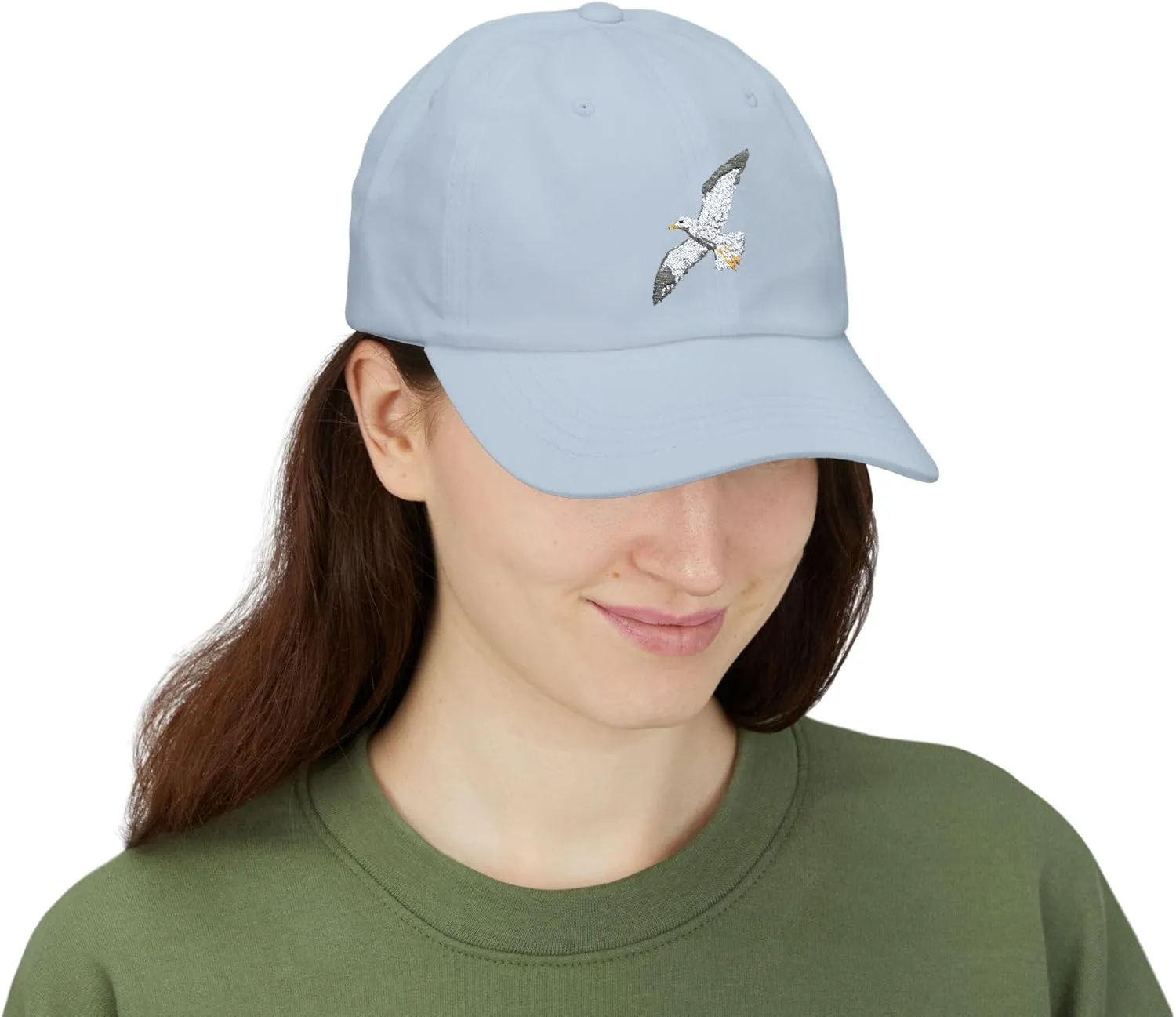 Seagull Flight for Freedom Embroidered Cap, Nautical Bird Hat, Ocean Beach Baseball Cap, Dad Hat, Coastal Seaside Headwear,