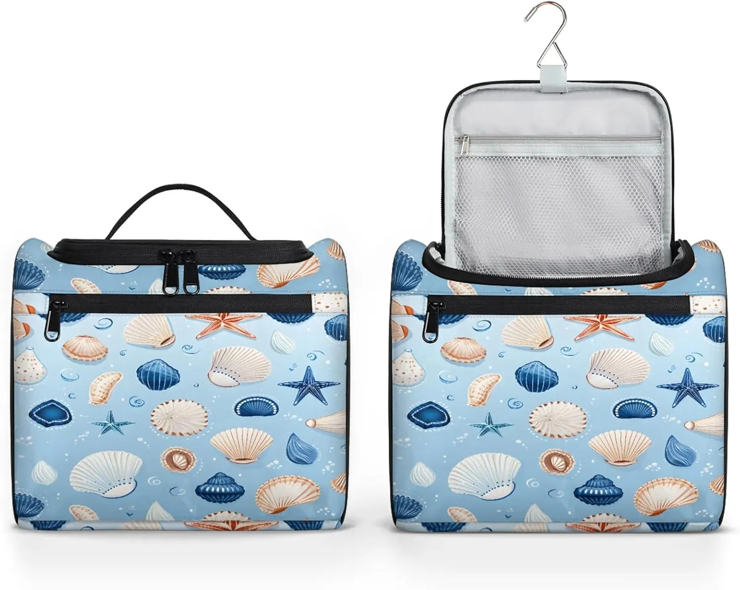 Seashell Starfish Large Makeup Bag Travel Make Up Organizer for Women Girls Cosmetic Bag Organizer With Handle