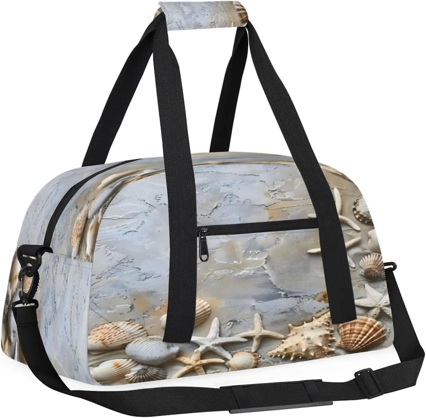 Seashell Starfish Ocean Beach Small Gym Bag 18 inch Carry On Duffel Bag for Weekender Travel Sports Workout Yoga Gymnastics Dance Ballet