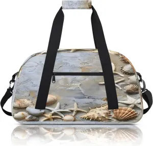 Seashell Starfish Ocean Beach Small Gym Bag 18 inch Carry On Duffel Bag for Weekender Travel Sports Workout Yoga Gymnastics Dance Ballet