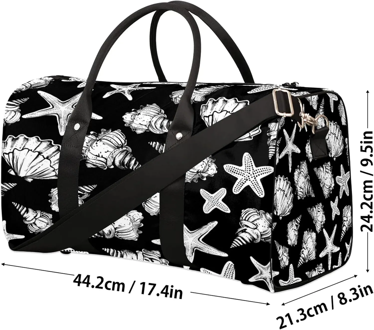 Seashell Starfish Travel Bag for Men Women, Gym Duffle Bags for Travel, Carry On Luggage Bag, Weekender Overnight Workout Bags