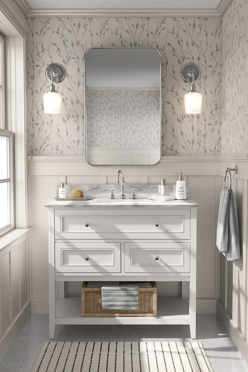 Seaweed Coastal Wallpaper - Grey and Beige