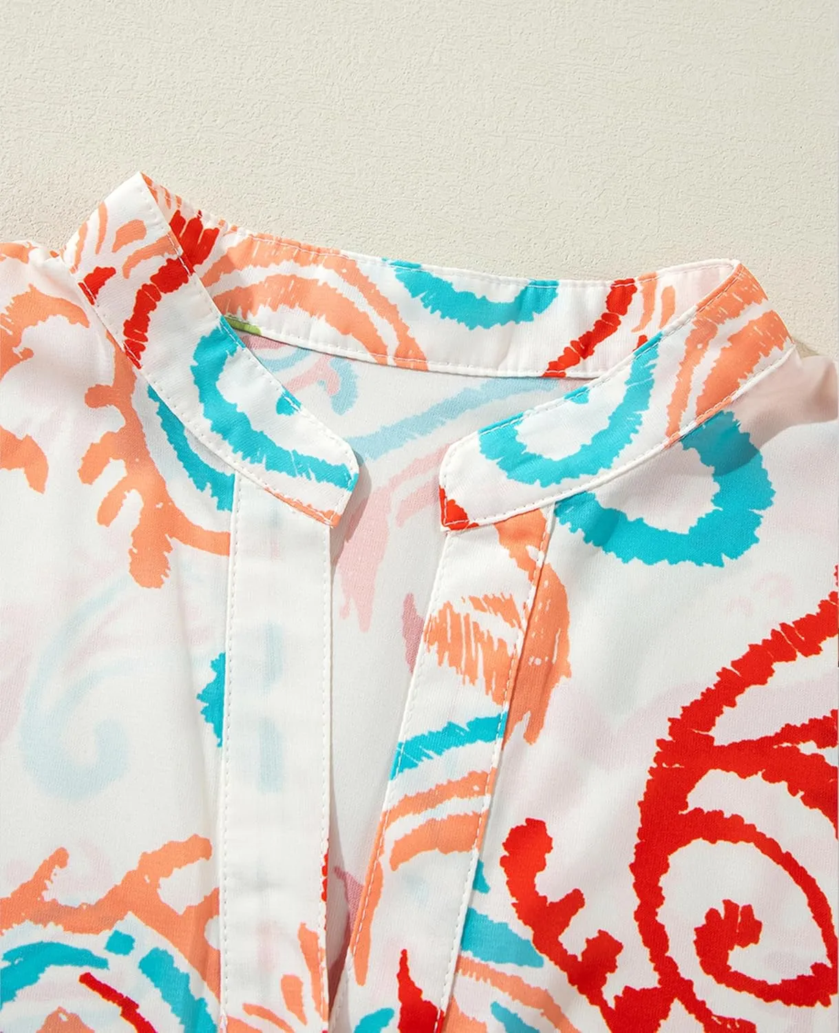 SELINK Womens Long Sleeve Dresses Casual V Neck Tribal Print Button Flowy Boho Mini Beach Dress