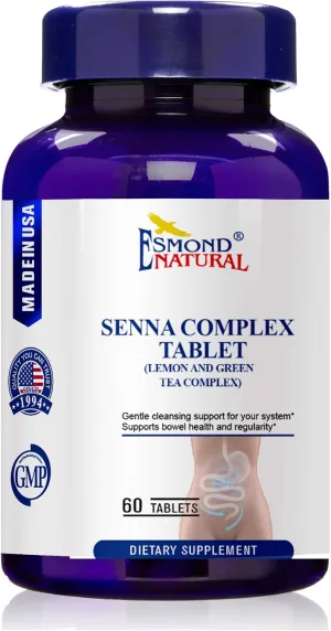 Senna Complex Tablet - Lemon & Green Tea (Bowl Health, Cleansing & Regularity), GMP, Natural Product Assn Certified, Made in USA - 620mg, 60 Tablets