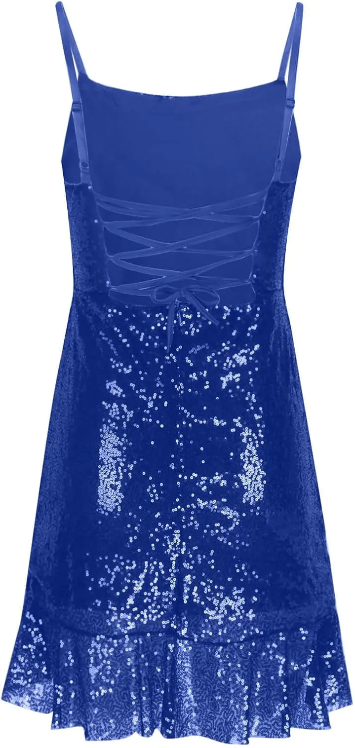Sequin Dresses for Women Sleeveless Strap Boob Tube Mini Dress Summer Casual Party Cocktail Sundress