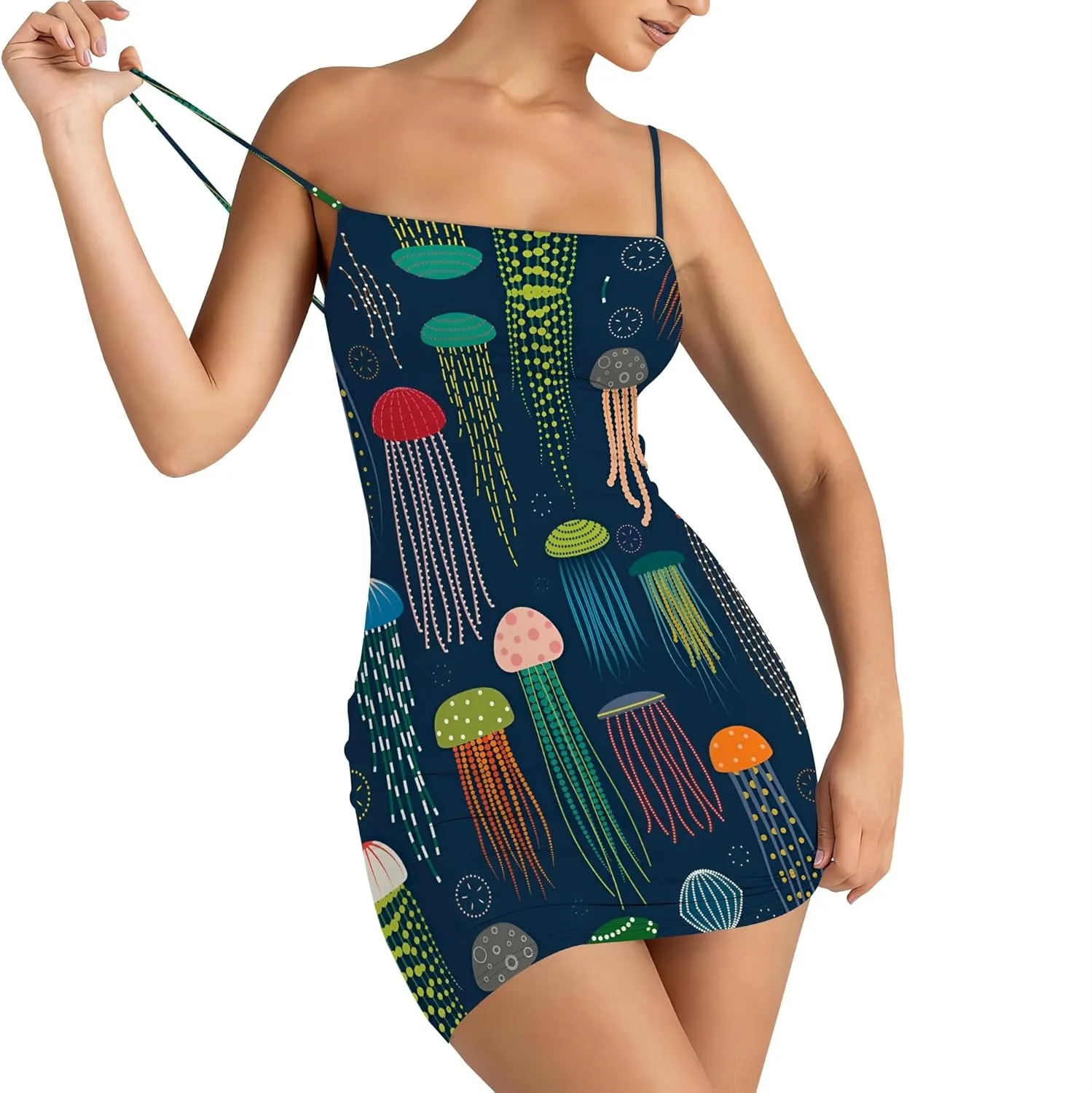Sexy Mini Bodycon Dress for Women Spaghetti Strap Sleeveless Backless Sundress A Line Slip Short Dresses Party Club