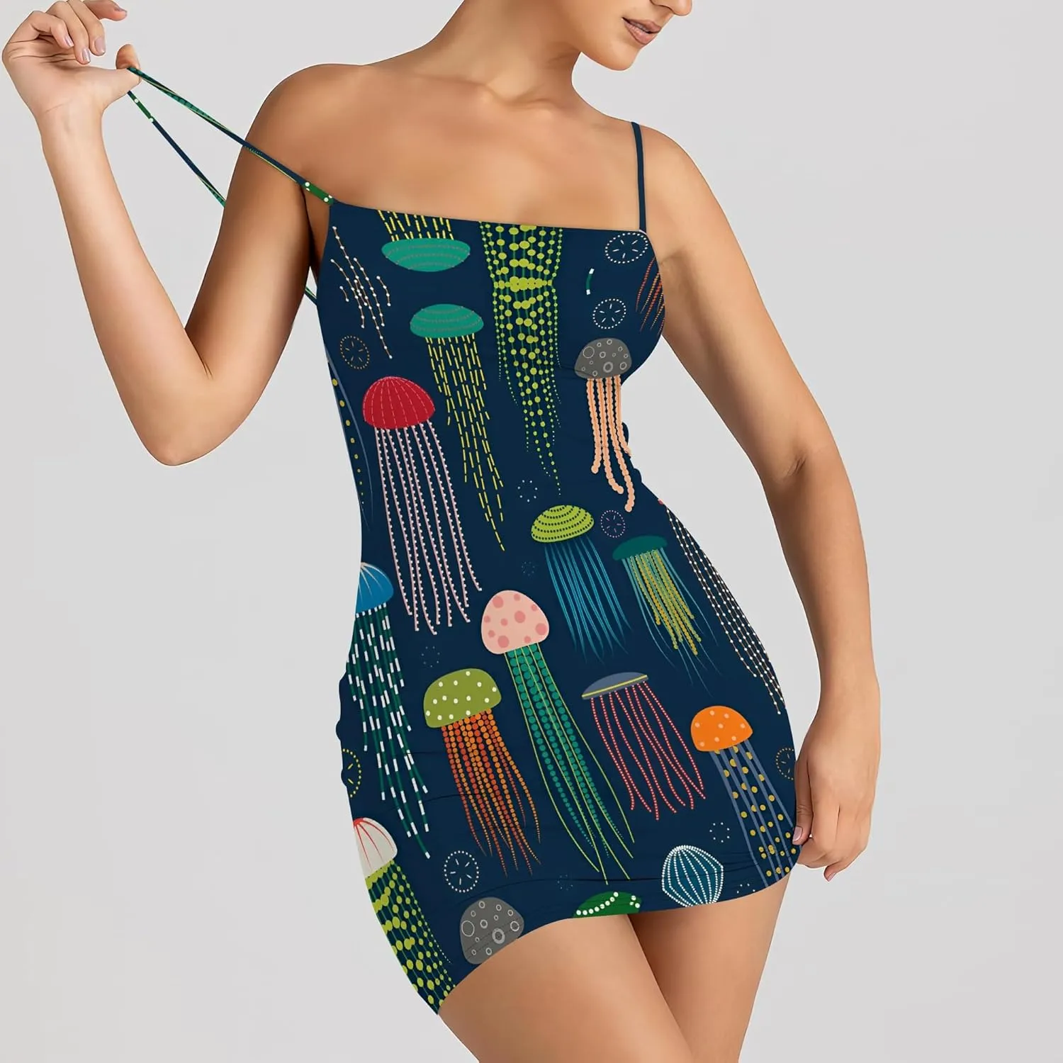 Sexy Mini Bodycon Dress for Women Spaghetti Strap Sleeveless Backless Sundress A Line Slip Short Dresses Party Club