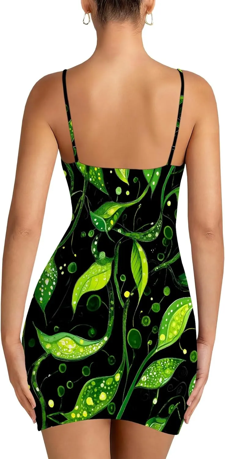 Sexy Mini Bodycon Dress for Women Spaghetti Strap Sleeveless Backless Sundress A Line Slip Short Dresses Party Club